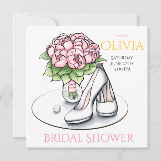 Invitation à la fête prénuptiale - Pivoines et cha
