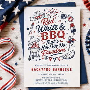 Invitation à la fête Red White & BBQ