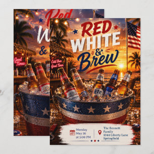 Invitation à la fête Rouge Blanc et Bière