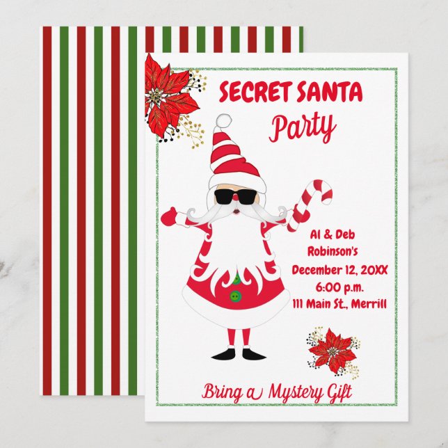 Invitation à la fête secrète de Noël de Père Noël (Devant / Derrière)