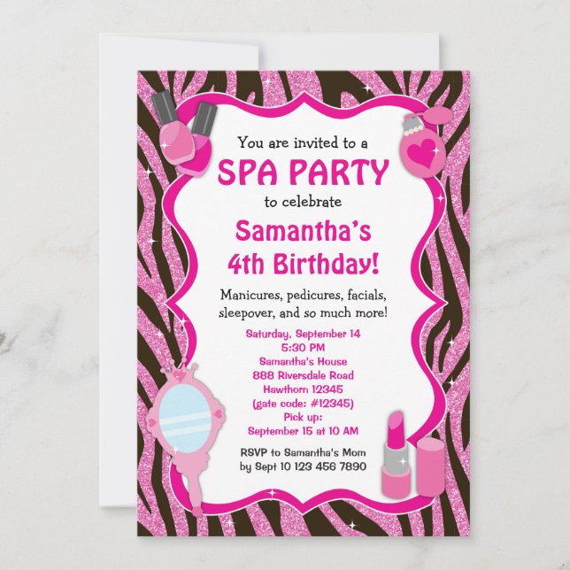 Invitation à la fête Spa, sommeil Spa (Devant)