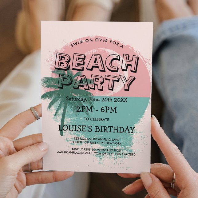 Invitation à la fête sur la plage au coucher du so (Créateur téléchargé)