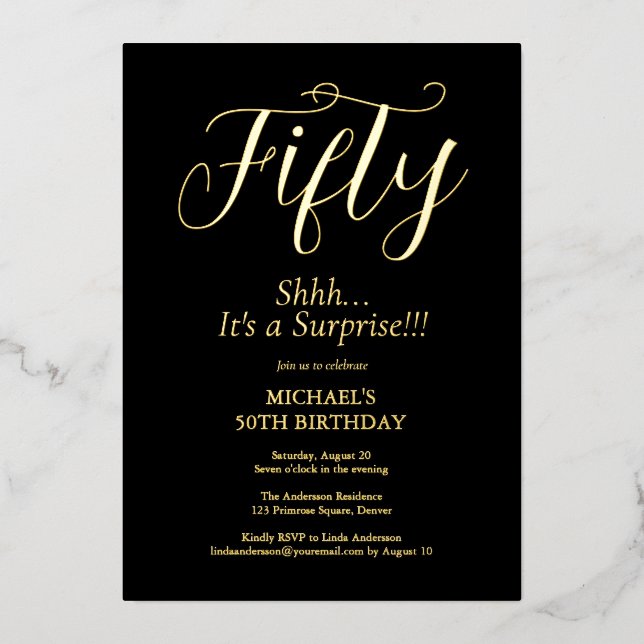 Invitation à la fête surprise du 50e anniversaire  (Recto)