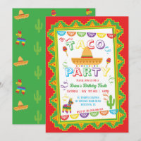 Invitation à la fête TACO PARTY Fiesta