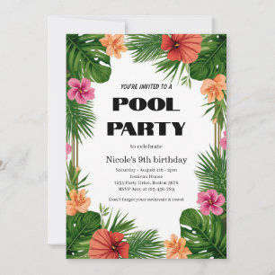 Invitation à la fête tropicale au bord de la pisci