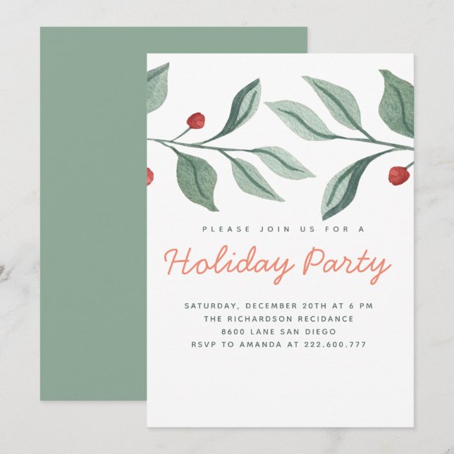 Invitation à la feuille de verdure de la fête de v (Devant / Derrière)