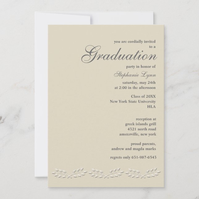 Invitation à la fin d'études (Devant)