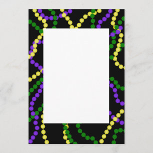 Invitation à la frontière des perles Mardi Gras