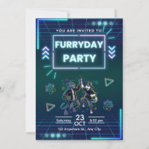 Invitation à la Furryday Party Néon Rétro