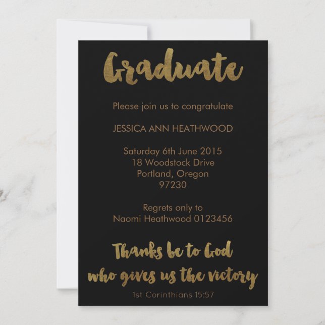 Invitation à la graduation chrétienne - Merci à Di (Devant)