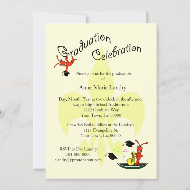 Invitation à la graduation de Cajun Crawfish Fleur (Devant)