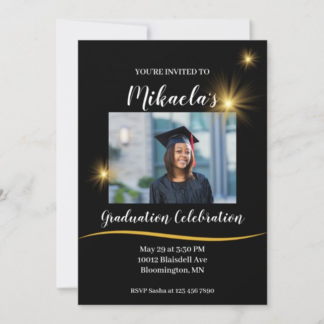 Invitation à la graduation de la classe noire et d (Devant)