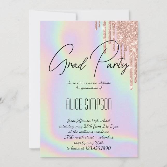 Invitation à la graduation de la goutte holographi (Devant)