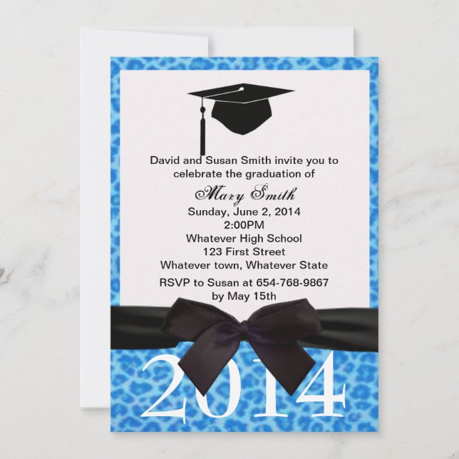 Invitation à la graduation du léopard bleu du ruba (Devant)