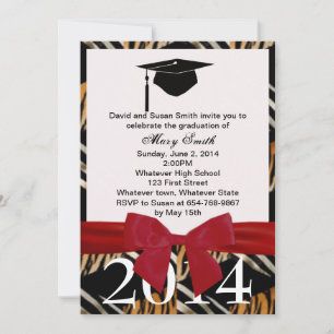 Invitation À La Graduation Du Ruban Rouge Zèbre Et