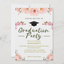 Invitation à la graduation florale rose, violet et