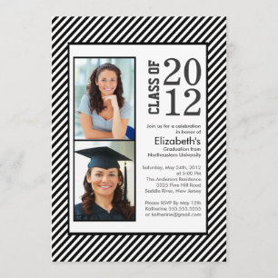 Invitation à la graduation photo de Black Stripes