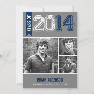 Invitation à la graduation Vintage - Bleu