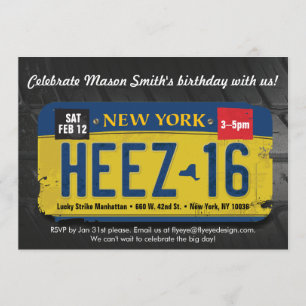 Invitation à la licence Boy's 16th Birthday New Yo