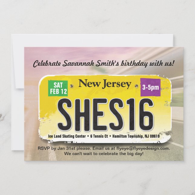 Invitation à la licence Girl's 16th Birthday New J (Devant)