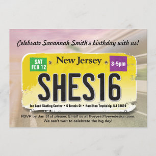 Invitation à la licence Girl's 16th Birthday New J