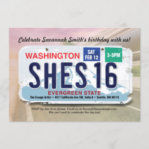 Invitation à la licence Washington pour 16e annive