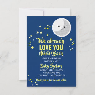Invitation à la lune SIP & VOIR baby shower YELLOW NAVY