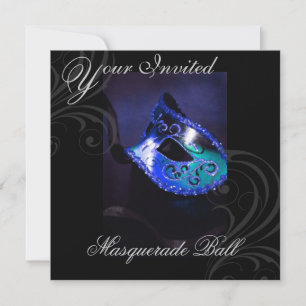 Invitation à la mascarade Masque Blue Halloween Pa