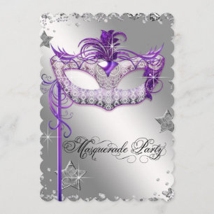 Invitation à la mascarade violette Confetti d'arge