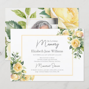 Invitation À la Mémoire tendre Roses Jaunes 1 Photo 