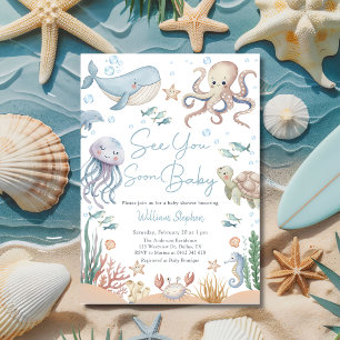 Invitation À la mer bientôt bébé océan animal Baby Shower