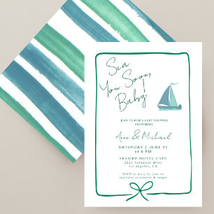 Invitation À la mer bientôt Ocean Green Garçon Baby Shower