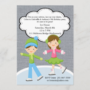 Invitation à la mode d'anniversaire de patinage de