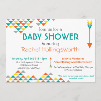 Invitation à la mode de baby shower de tribal et