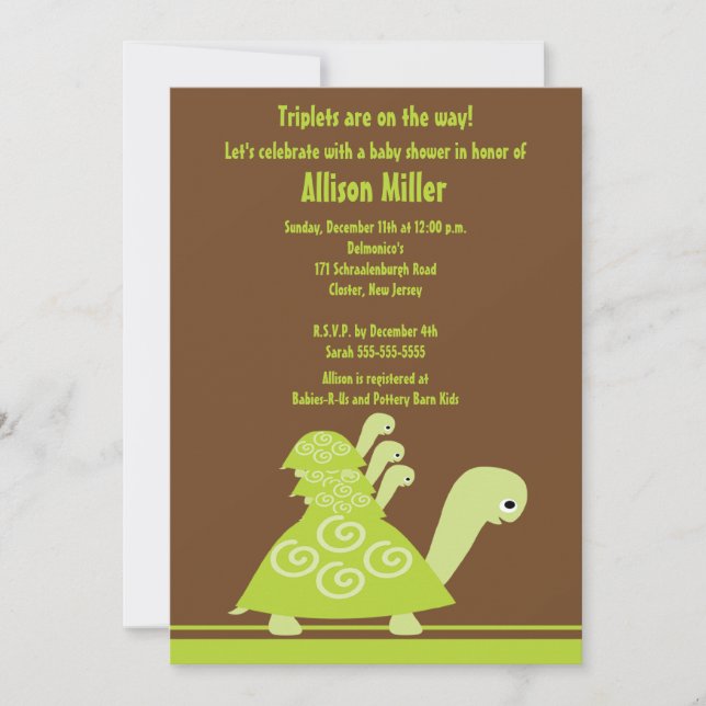 Invitation à la mode de baby shower de triplets de (Devant)