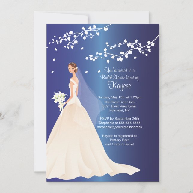 Invitation à la mode de Fête de la mariée de jeune (Devant)