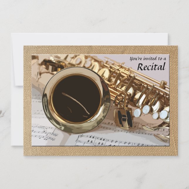 Invitation à la musique saxophone et en feuille (Devant)