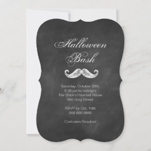 Invitation à la Mustache Chalkboard de Halloween P