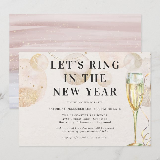 Invitation À la nouvelle année | Champagne pétillant (Devant / Derrière)
