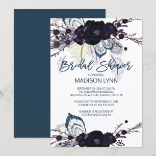 Invitation à la nuptiale Boho Floral Feather