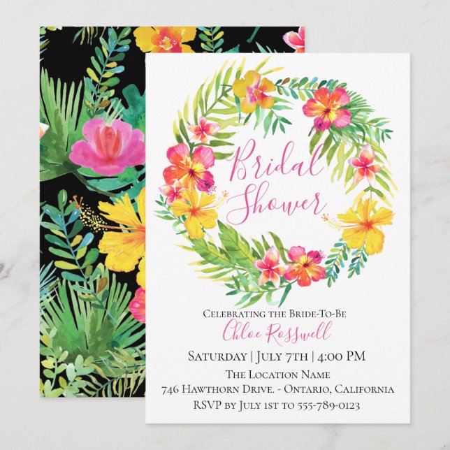 Invitation à la nuptiale de couronnes florales tro (Devant / Derrière)