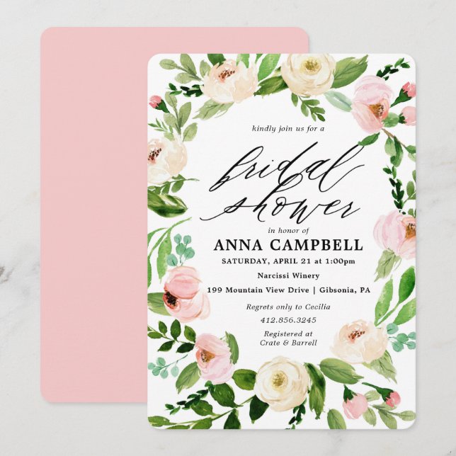 Invitation à la nuptiale de la couronne de fleurs  (Devant / Derrière)