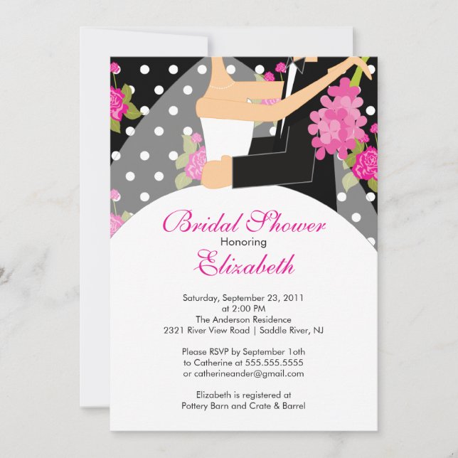 Invitation à la nuptiale de la mariée florale rose (Devant)