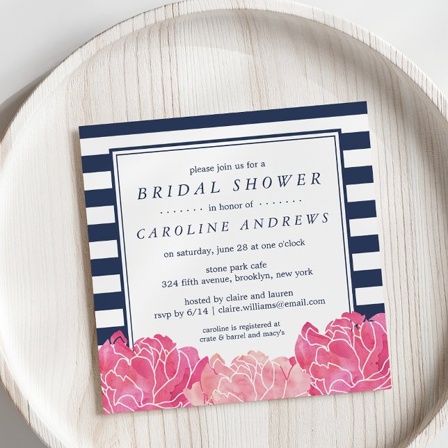 Invitation à la nuptiale de la Marine Stripe & Pon (Créateur téléchargé)