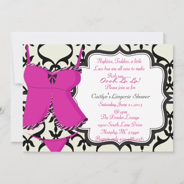 Invitation à la nuptiale d'une douche de lingerie  (Devant)