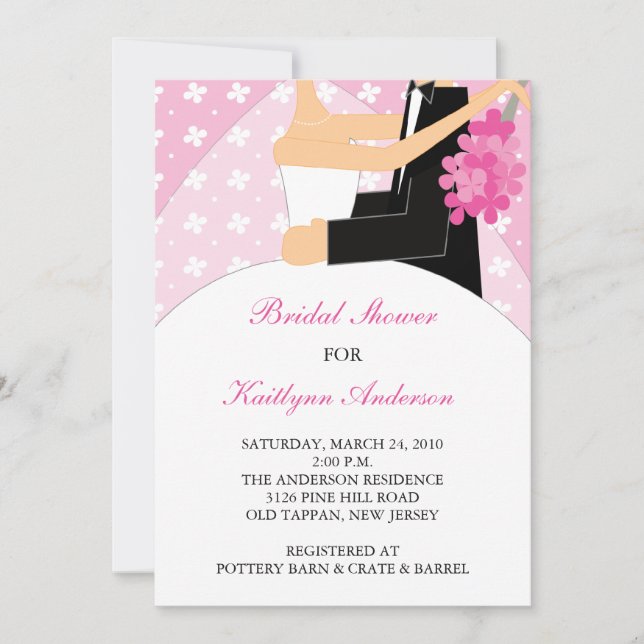 Invitation à la nuptiale d'une mariée rose (Devant)