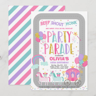 Invitation à la parade d'anniversaire Pink Princes