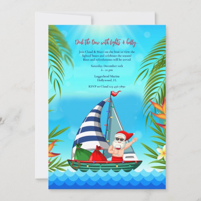 Invitation à la parade des bateaux de Noël tropica (Devant)