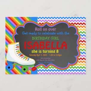 Invitation à la partie de patinage Rainbow Roller