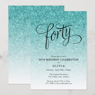 Invitation à la Parties scintillant Blue Ombre 40e